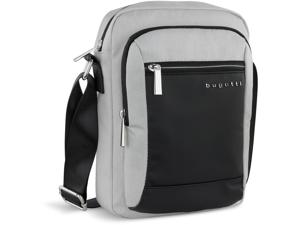 Сумка наплечная мужская BUGATTI Sera, светло-серая, полиэстер, 21х6х26,5 см, 2,5 л-0