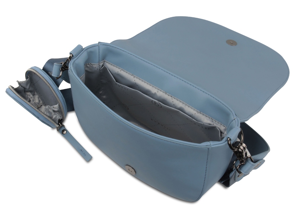 Сумка наплечная женская BUGATTI Almata, с кошельком, голубая, полиуретан, 27х6х18,5 см-2