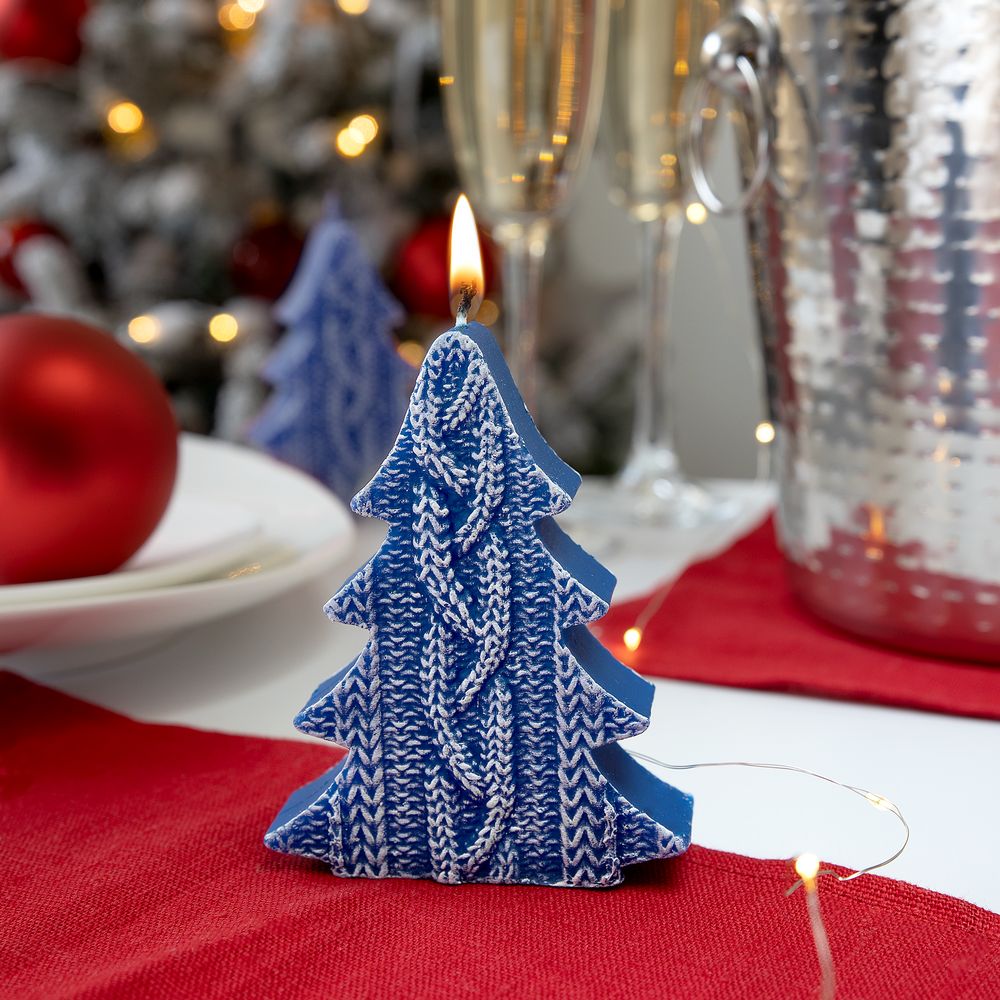 Свеча Kniteam, елка, синяя-4