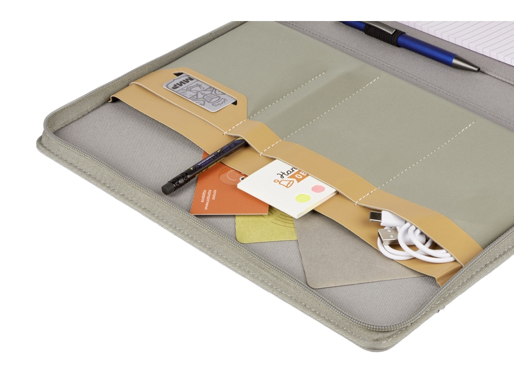 Портфолио А4 из RPET на молнии Harvey, 40 л FSC бумаги, серый-6