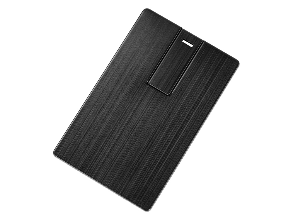 Флеш-карта USB 2.0 16 Gb в виде металлической карты Card Metal, черный-0