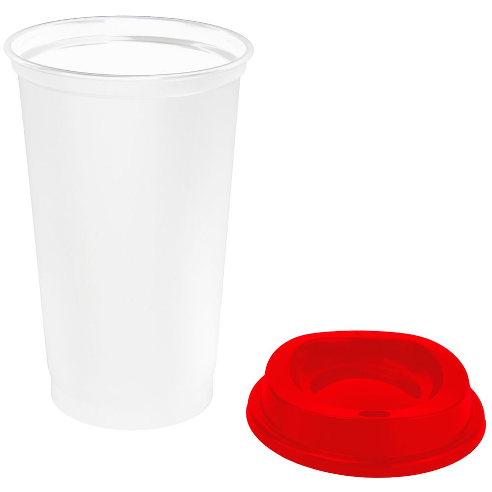 Стакан с крышкой Color Cap White, белый с красным-2