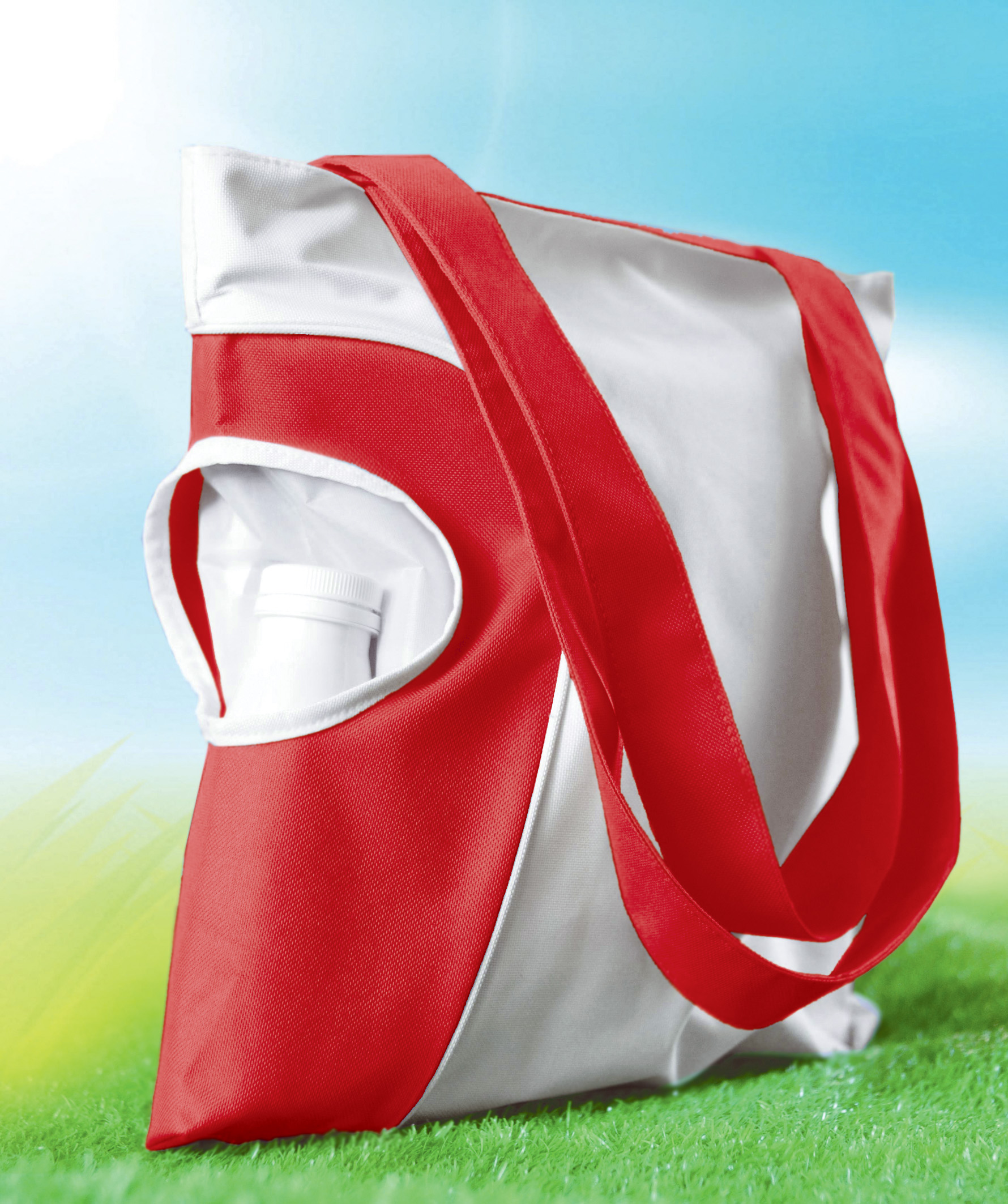 Сумка пляжная "Карибские острова", красная/белая#-4