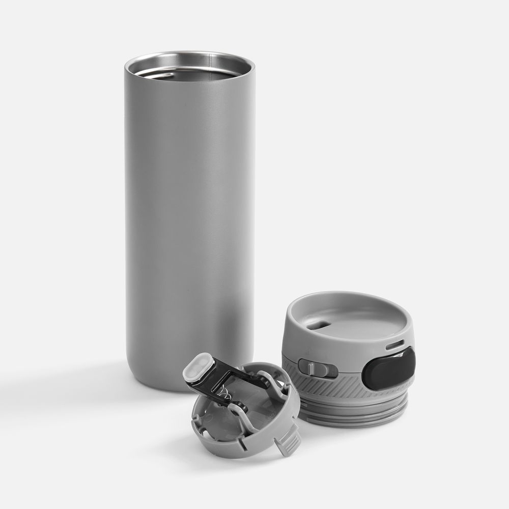 Термостакан X1 с цветной кнопкой, серый с черным-1