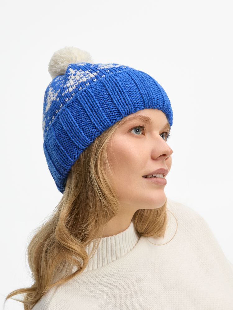 Шапка Holidale, синяя с молочным-3