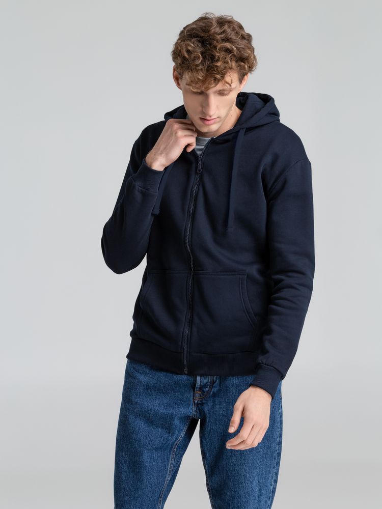 Толстовка на молнии с капюшоном Siverga Heavy 2.0, темно-синяя-6