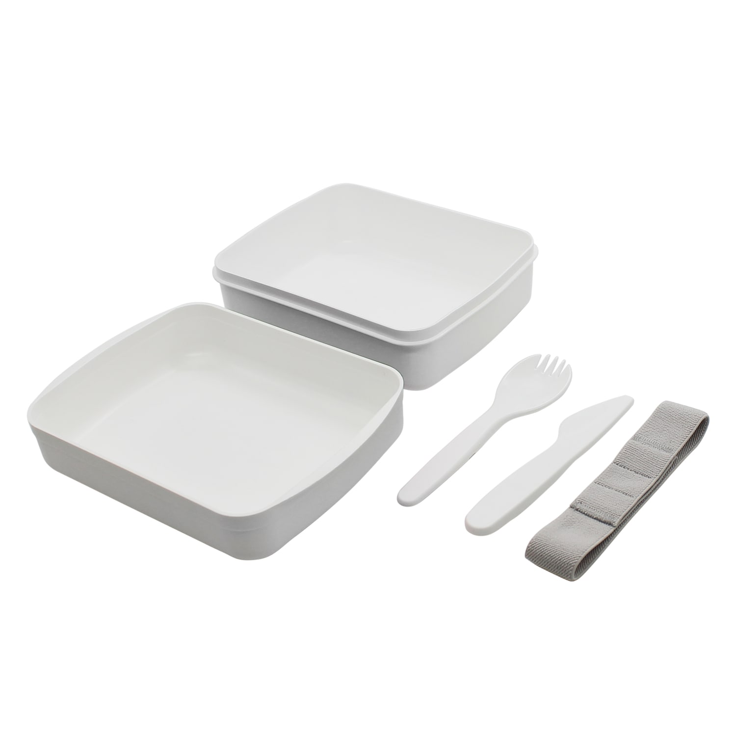 Ланч-бокс Lunch Green Line со столовыми приборами (белый)-3