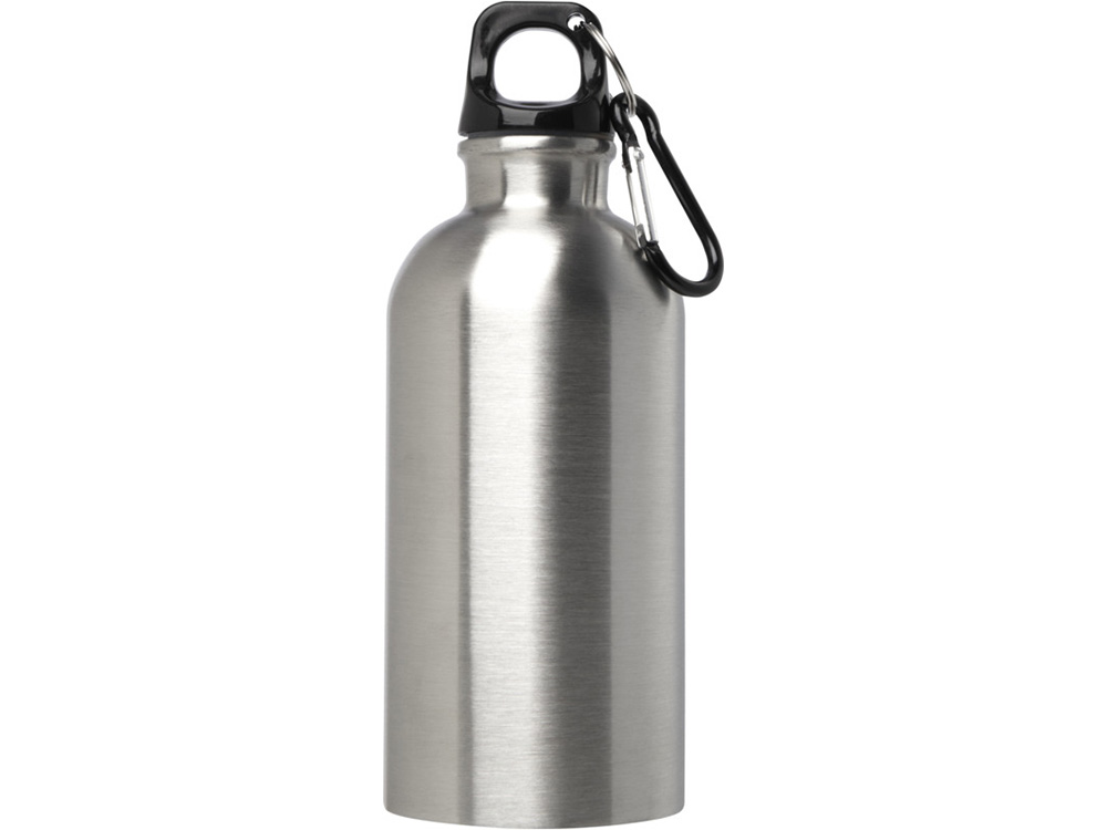 Одностенная бутылка для воды с карабином Oregon, изготовленная из нержавеющей стали, сертифицированной по стандарту RCS, объемом 400 мл - Серебряный-1