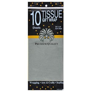 Упаковочная бумага "Тишью" 10 листов в упаковке, размер листа 50 x 66 см, серебристый-0