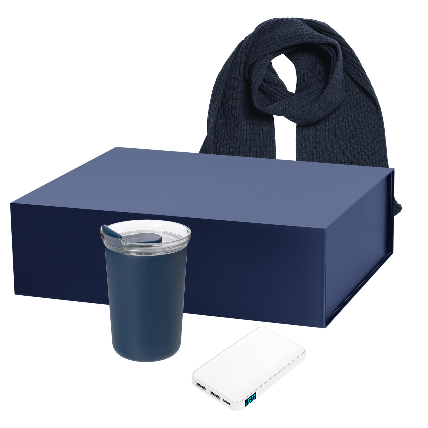 Подарочный набор Strada, Ancor, Forges, синий (термокружка, аккумулятор, шарф)-0
