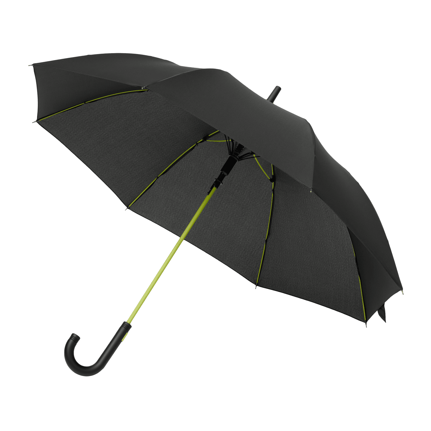 Зонт-трость Квантум (Quantum), черный/салатовый-0