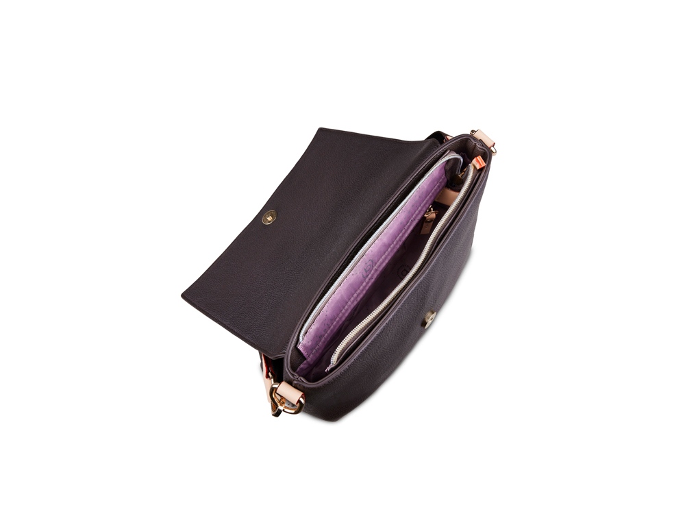 Сумка наплечная женская BUGATTI Ella, тёмно-коричневая, полиуретан, 27х9х20,5 см-4