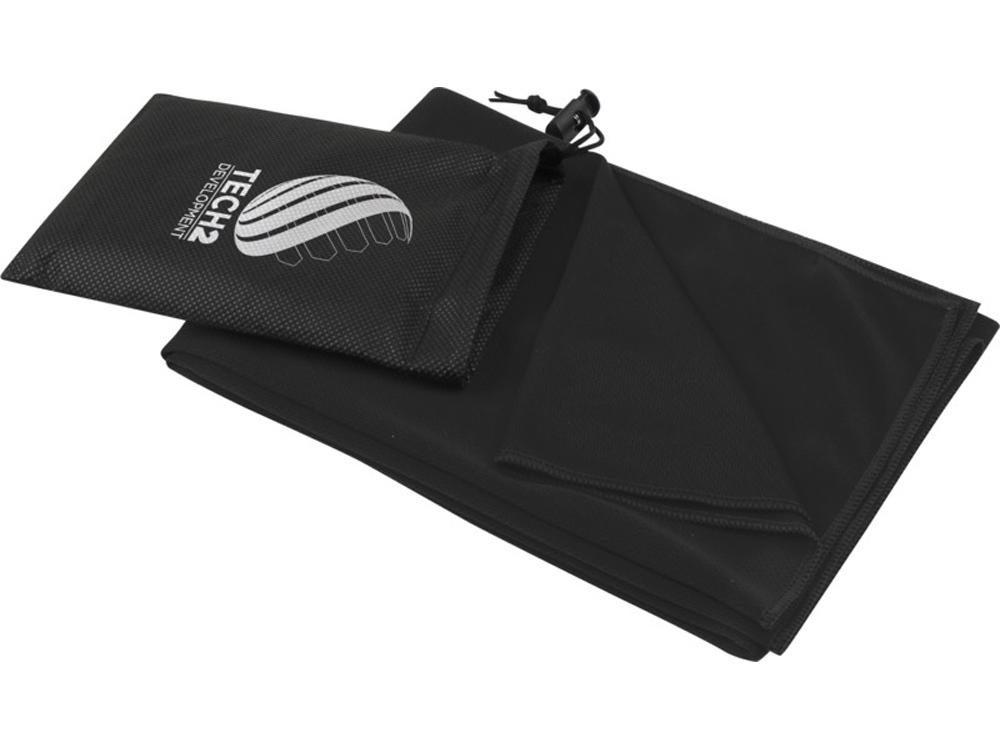 Lucas спортивное полотенце из переработанного полиэстера 50х100 см - сплошной черный-5