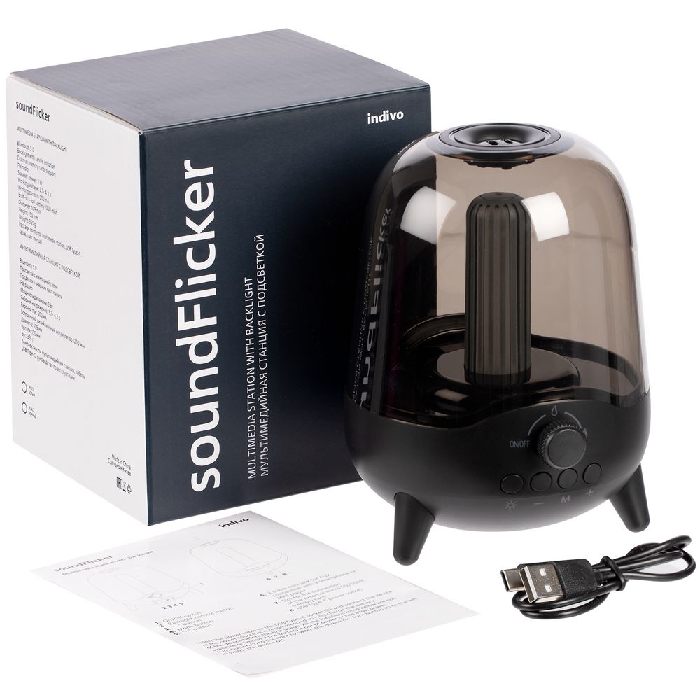 Беспроводная колонка с подсветкой soundFlicker, черная-4