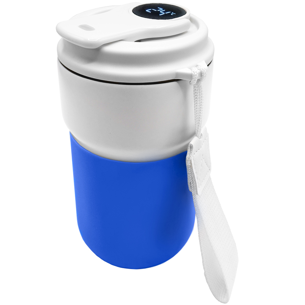 Термокружка вакуумная герметичная с дисплеем Clive To Go, Белый/Синий-0