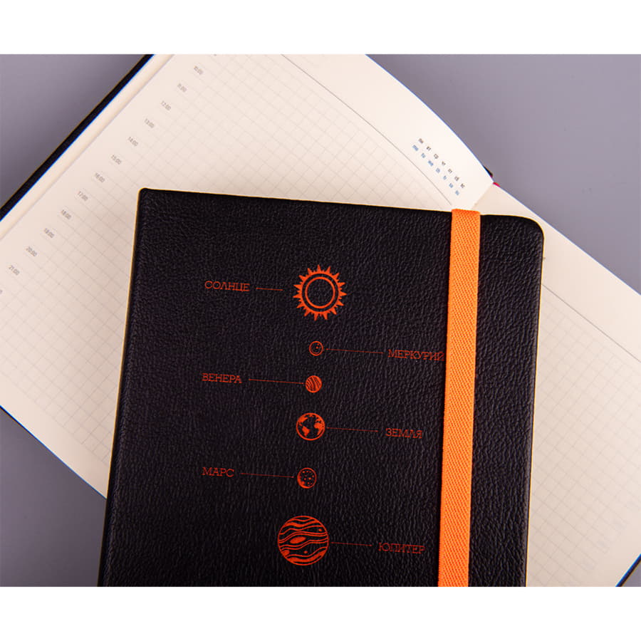 Ежедневник недатированный RAY, формат А5, в клетку, тёмно-серый, голубой-5