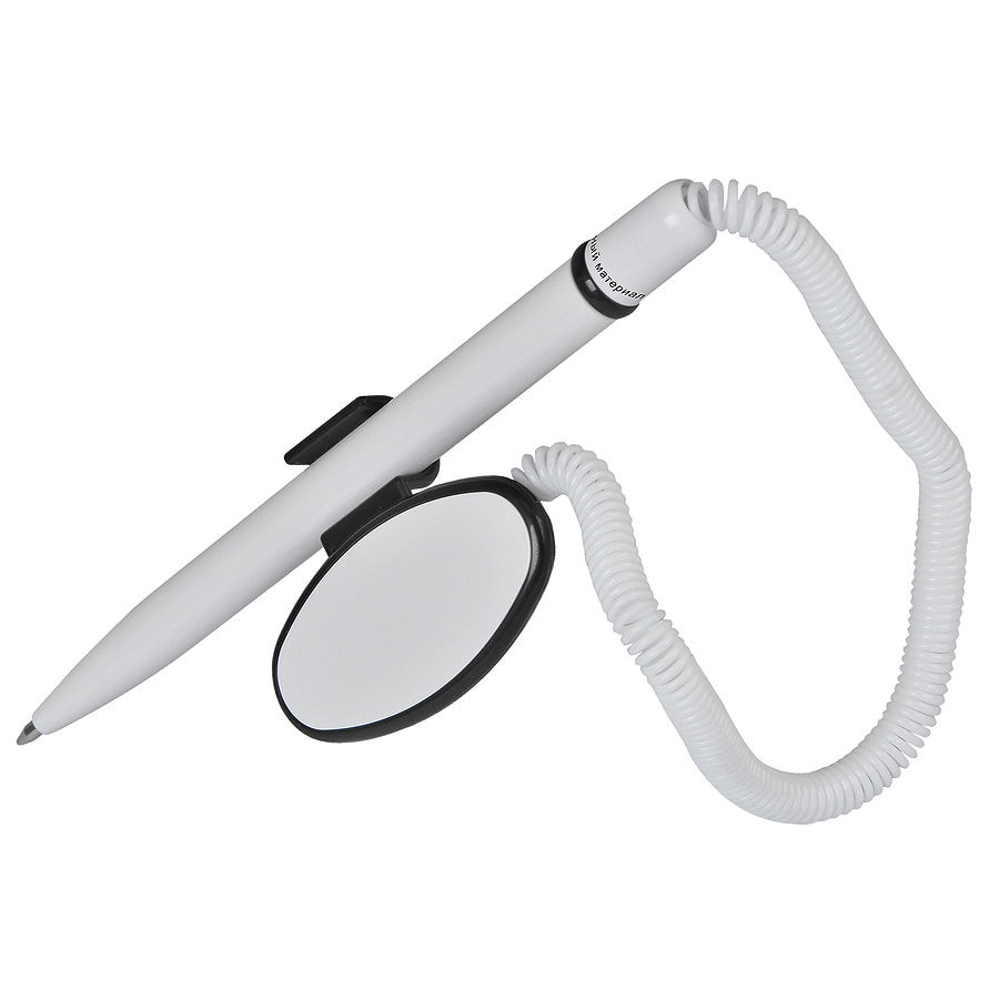 FOX SAFETOUCH, ручка шариковая с держателем, черный/белый, антибактериальный пластик, белый, черный-0