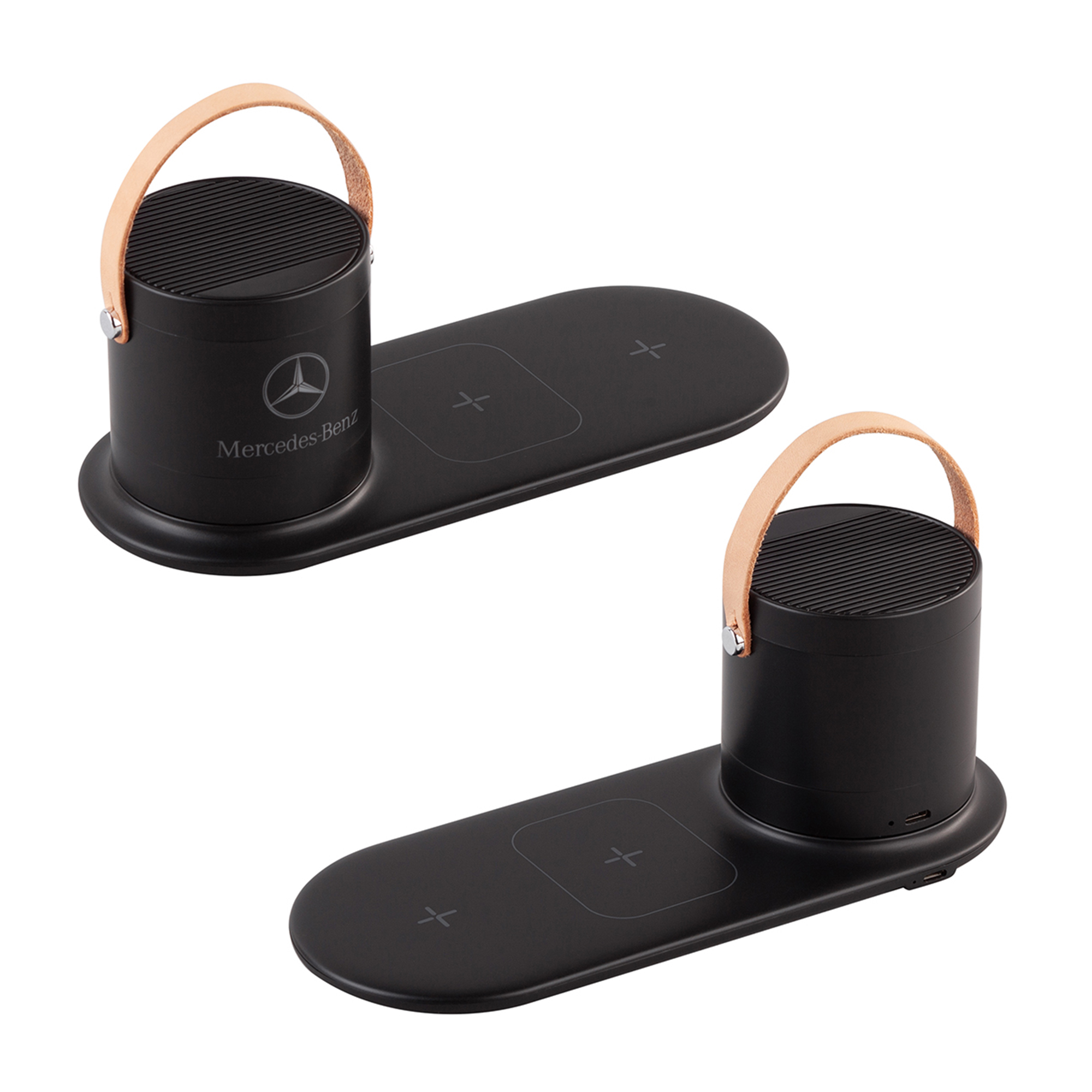 Настольная беспроводная (15W) зарядная станция "Blacksmith" с bluetooth колонкой с подсветкой логотипа-3