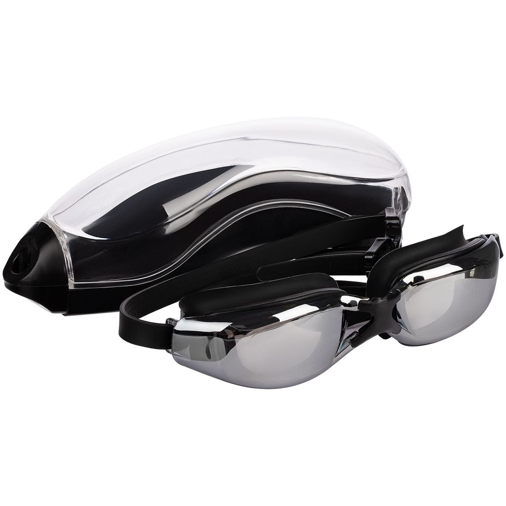 Очки для плавания зеркальные Underwater, черные-3