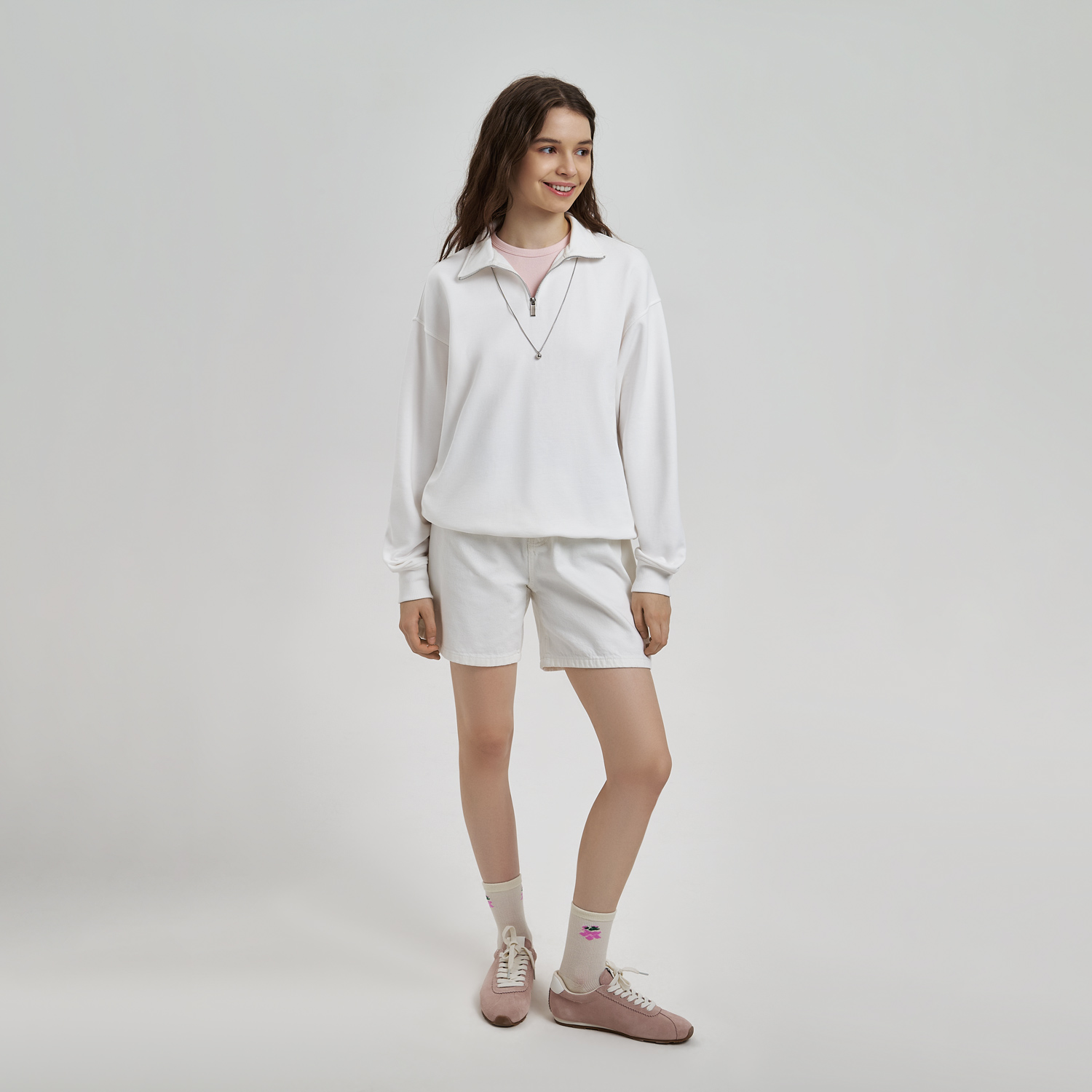 Толстовка на молнии унисекс FLOW, белая-1