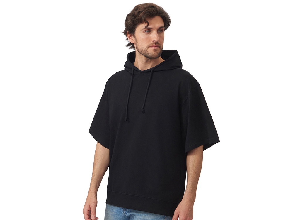 Худи оверсайз с коротким рукавом Warsaw унисекс, черный-1