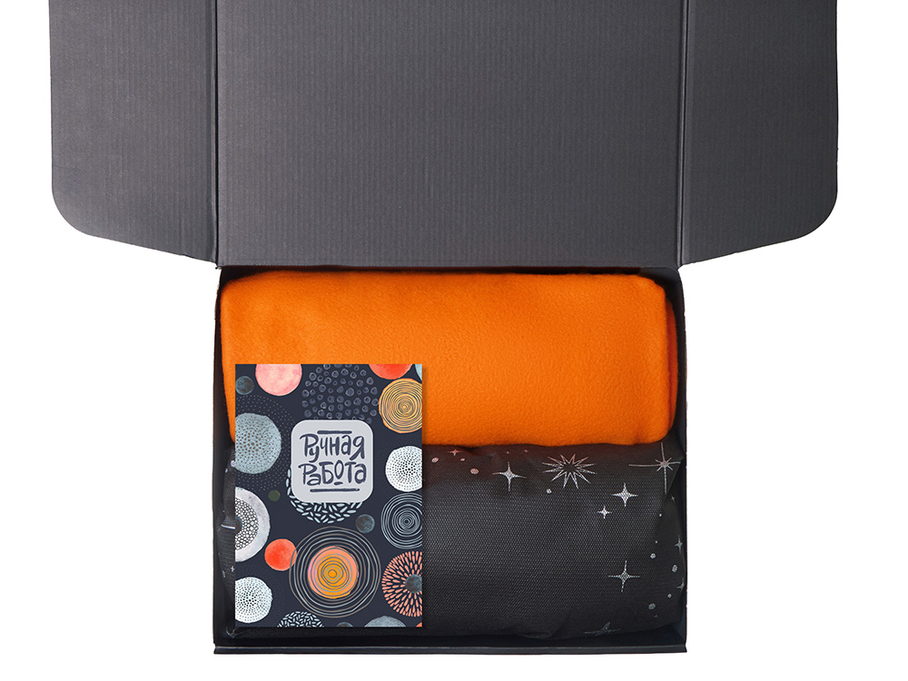 Подарочный набор с пледом, свечой и диффузором, оранжевый-2