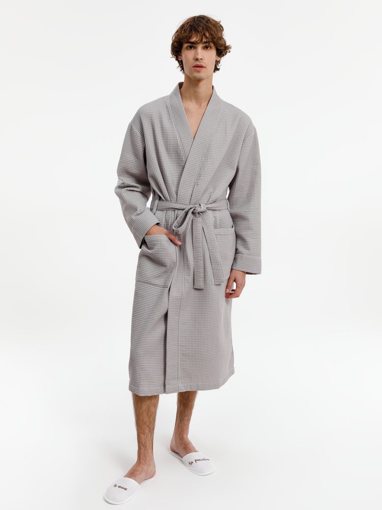 Халат вафельный Kimono, светло-серый-4
