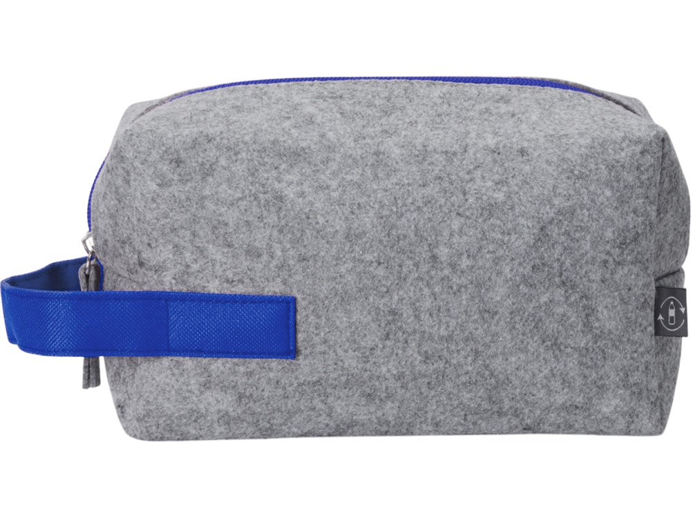 Органайзер для электроники и проводов Felt из RPET-фетра с ручкой, серый с синим-5