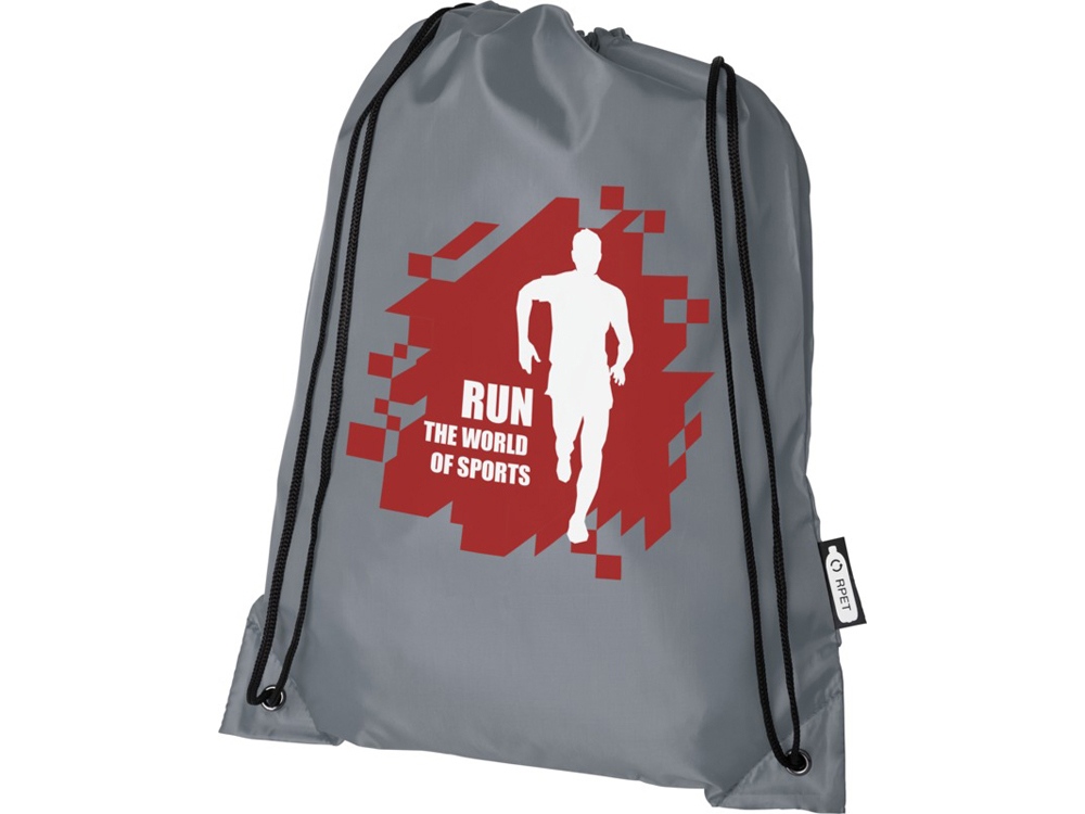 Рюкзак со шнурком Oriole из переработанного ПЭТ, серый-6