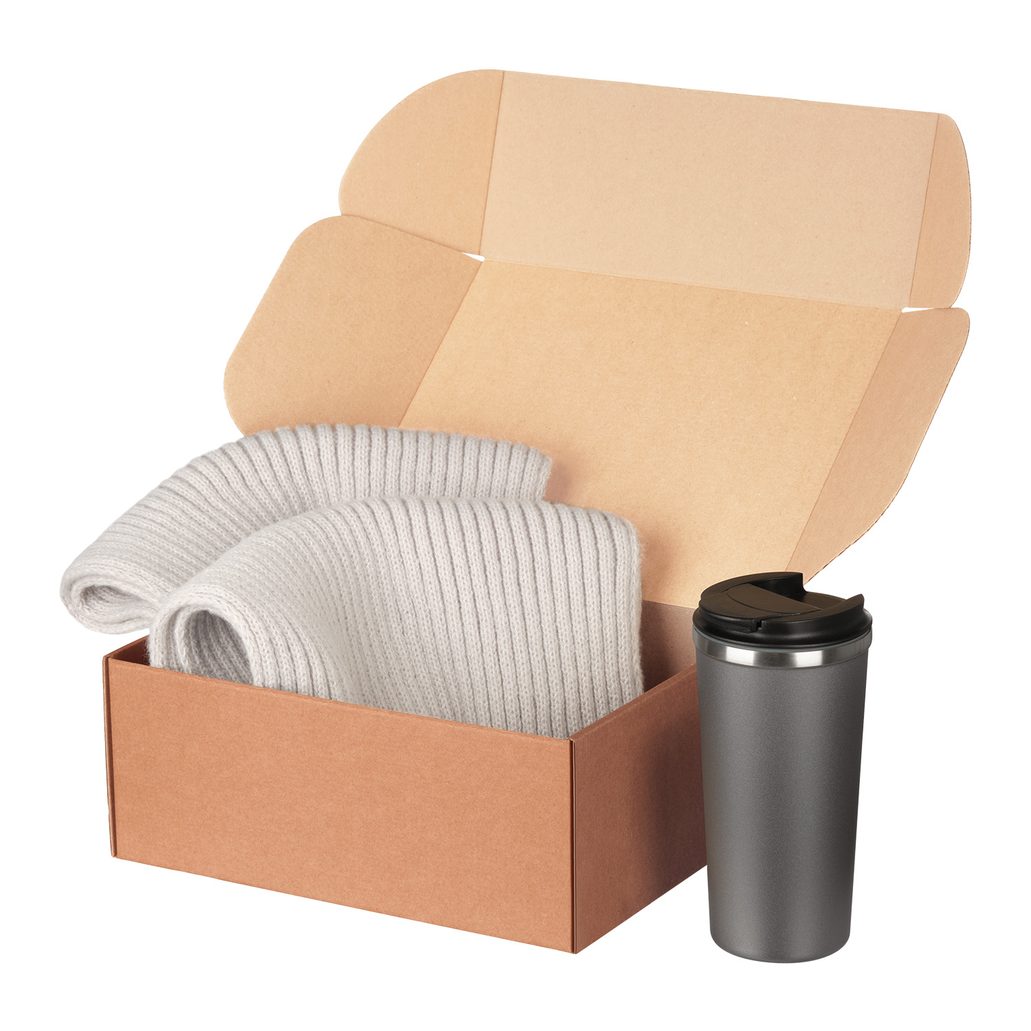 Подарочный набор Форгес (Forges), серый (шарф, термокружка)-0