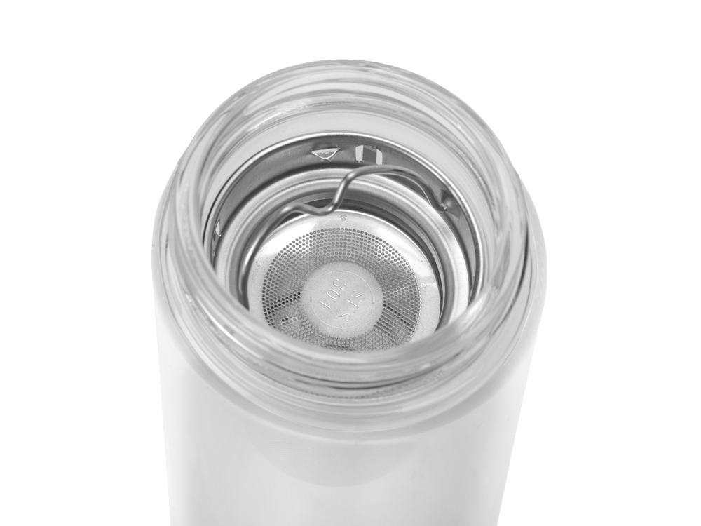 Стеклянный термос с двойными стенками и ситечком 320 мл Badachu, прозрачный-3