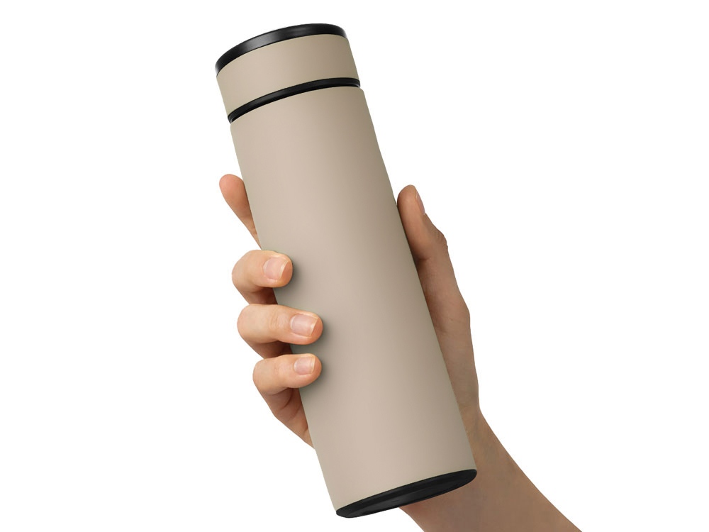 Термос Confident с покрытием soft-touch 420мл, бежевый-4