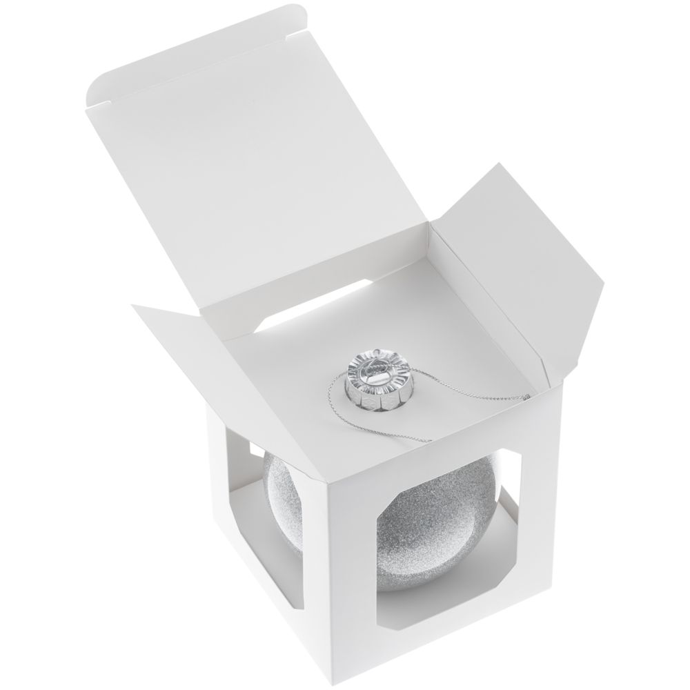 Елочный шар Finery Shine, 10 см, глянцевый серебристый с глиттером-2