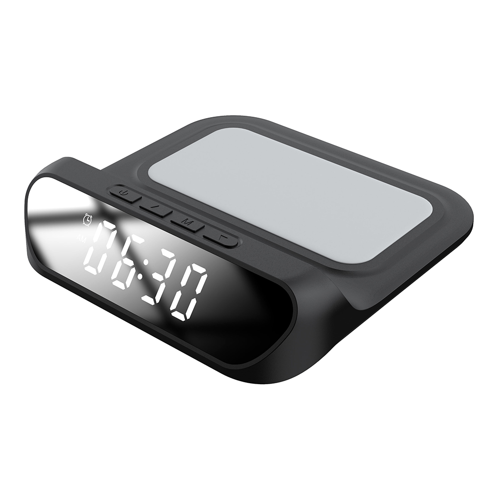 Часы с беспроводной зарядкой Drake 3в1, Черный-2