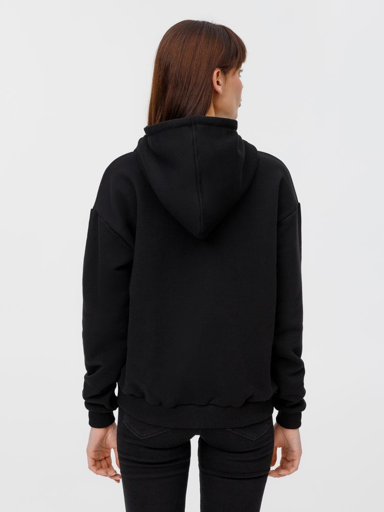 Толстовка унисекс оверсайз на молнии Zippy Terry, черная-6