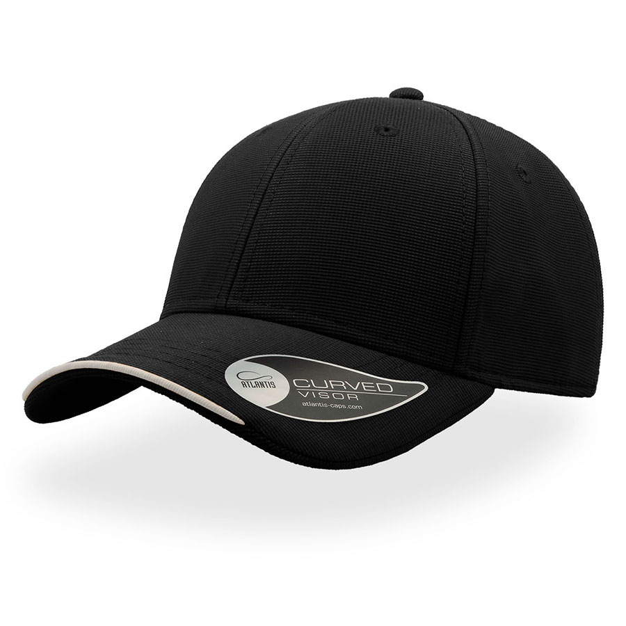 Бейсболка ESTORIL, 6 клиньев, застежка на липучке, черный, белый-0