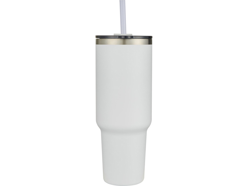 Sydney медная кружка с двойными стенками, сертифицированная согласно RCS, с вакуумной изоляцией и соломинкой, 1200 мл - Белый-1