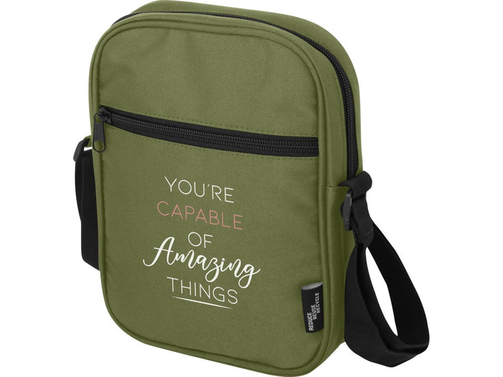 Byron сумка через плечо из переработанных материалов по стандарту GRS объемом 2 л - Оливковый-4