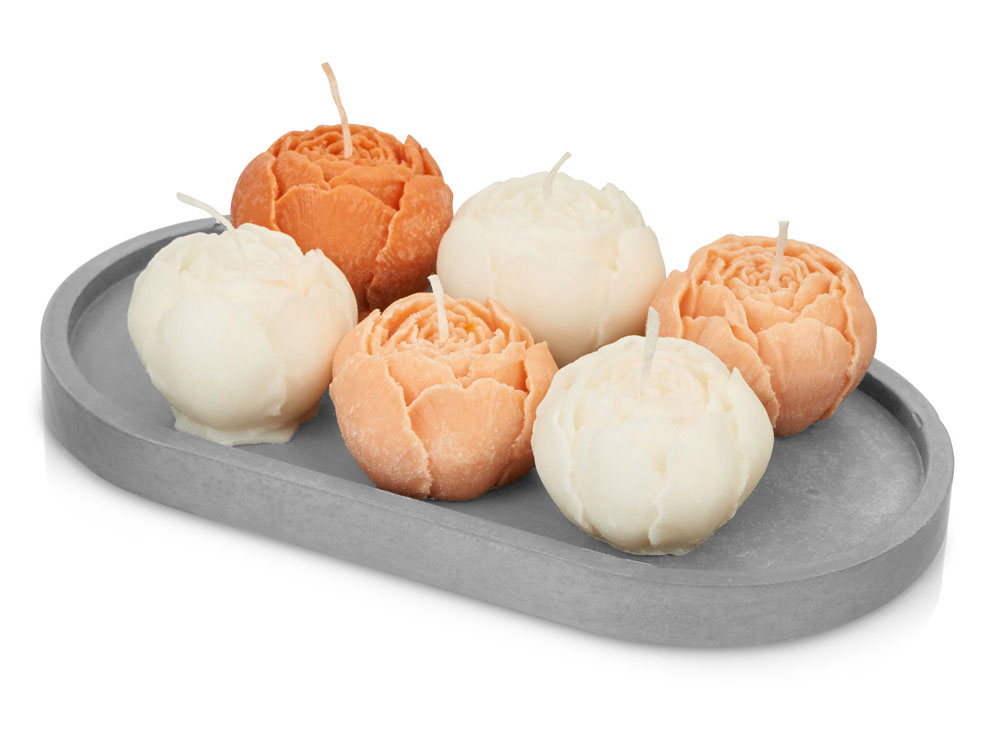 Набор свечей на подставке Пионы-0