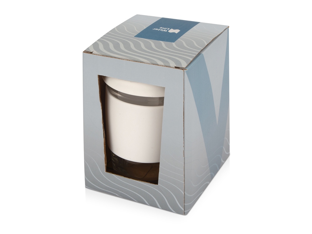 Стеклянный стакан Monday с силиконовой крышкой и манжетой, 350мл, белый-5