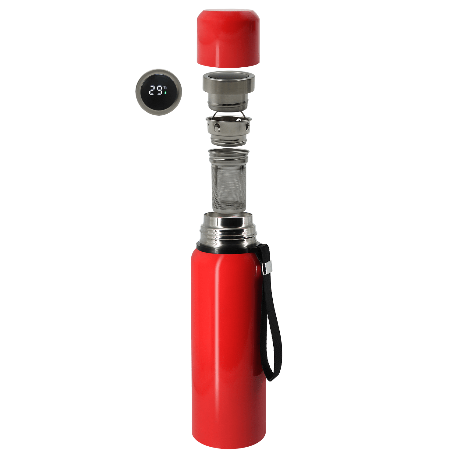 Термос S-travel New с датчиком температуры 600 мл. (красный)-3