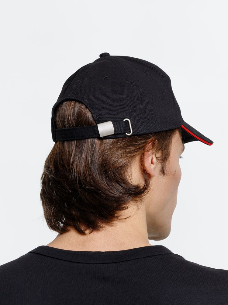 Бейсболка Long Beach, черная с красным-5