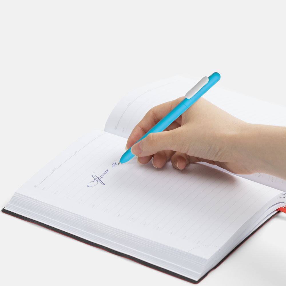Ручка шариковая Swiper Soft Touch, голубая с белым-2