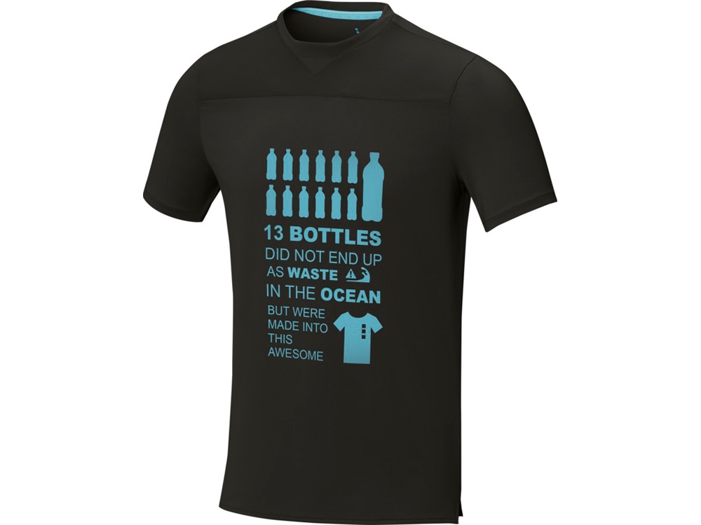 Borax Мужская футболка с короткими рукавами из переработанного полиэстера, сертифицированного согласно GRS - сплошной черный-6