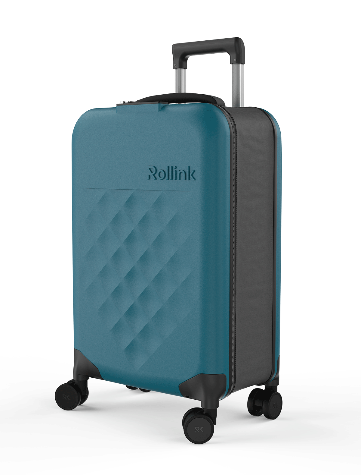 Чемодан складной Rollink Vega 360 55x40x20 см, 4 колеса, сине-зеленый-5