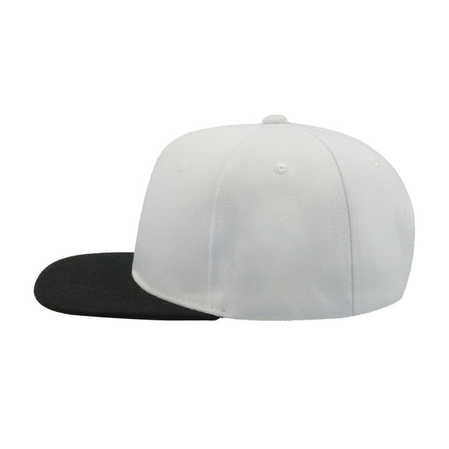 Бейсболка SNAP BACK, 6 клиньев, пластиковая застежка, белый, черный-3