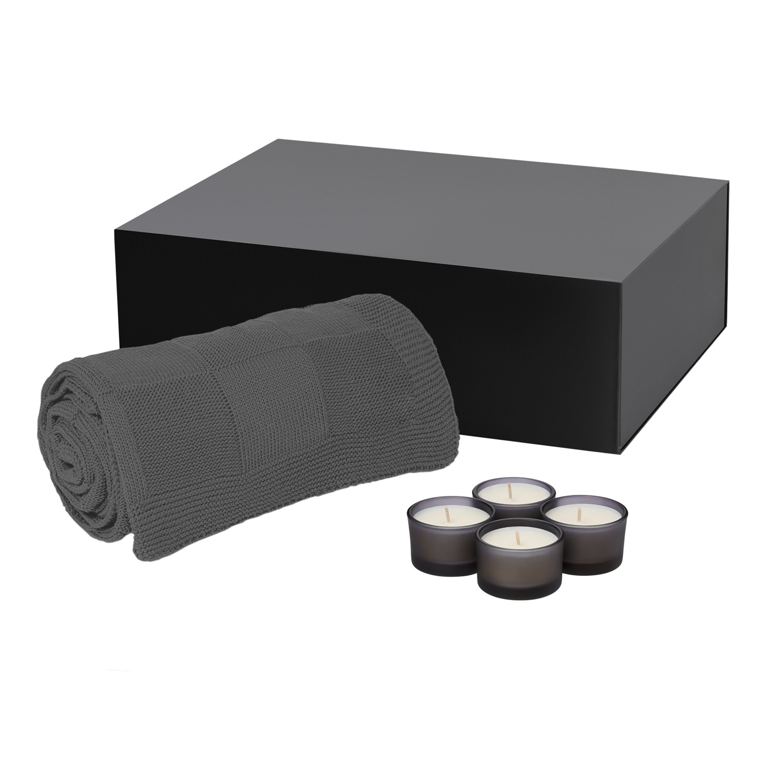 Подарочный набор Sento, Cella, серый (свеча, плед)-0