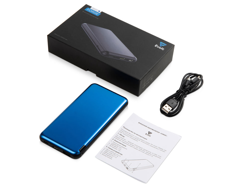 Внешний аккумулятор Forge v.2 металл, 10000mah, синий-6