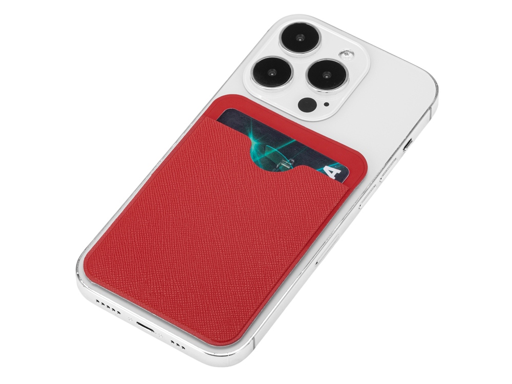 Чехол-картхолдер Favor на клеевой основе на телефон для пластиковых карт и и карт доступа, красный-3