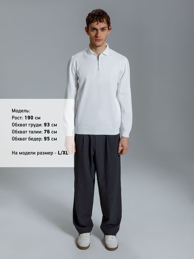 Рубашка поло мужская с длинным рукавом Terrazzo, белая-2